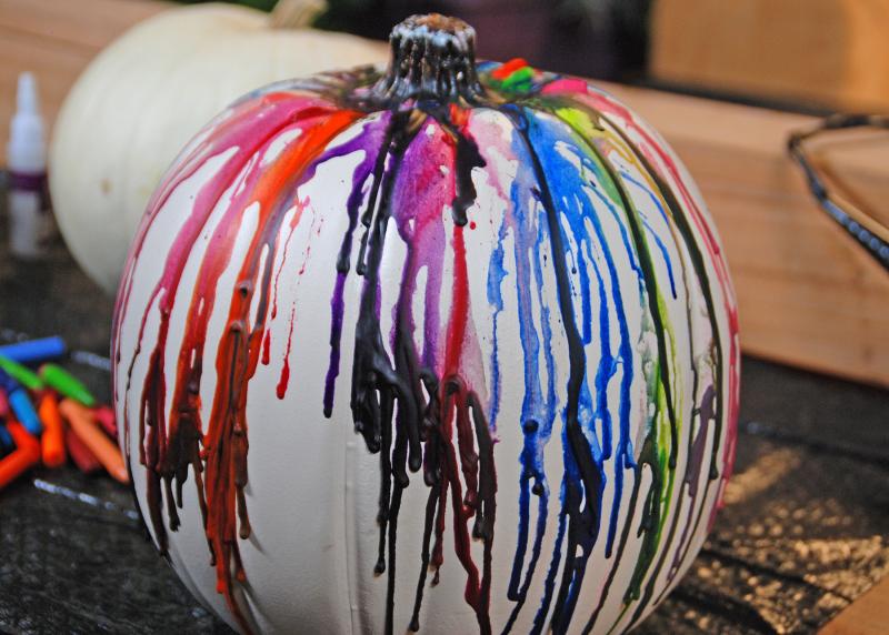 Make use of extra crayons by creating a unique and colorful crayon-dripped pumpkin. SUBMITTED PHOTO